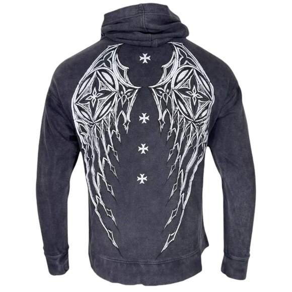 Archaic By Affliction Unisex Oversized Boxy Pullover Hoodie Stone Ranger - Picture 3 of 10